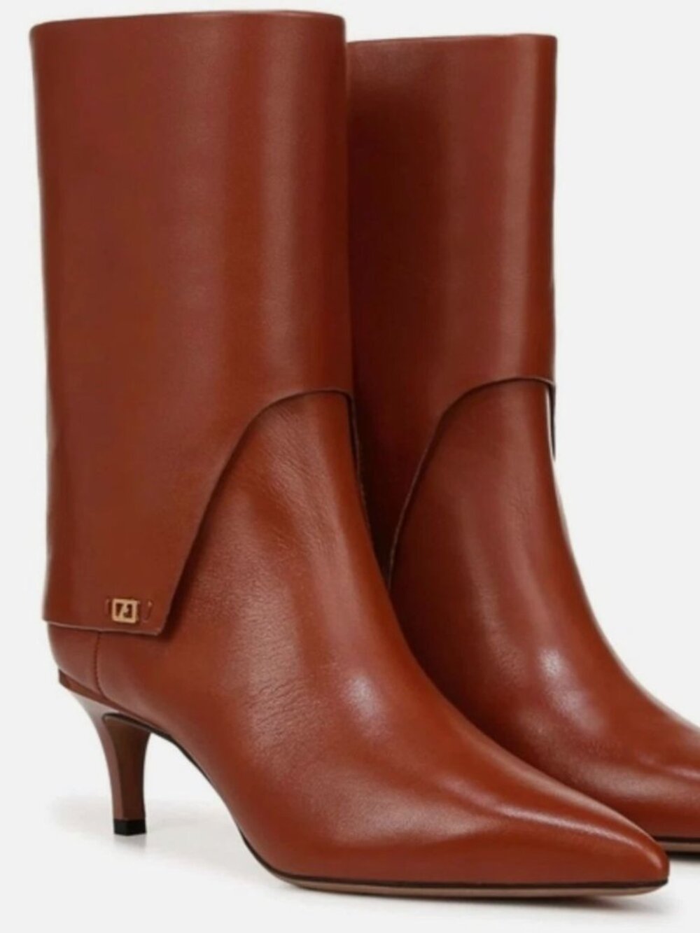 Franco Sarto 7.5 L-Alberta Leather Boots Bootie Kitten Heel Brown Camel